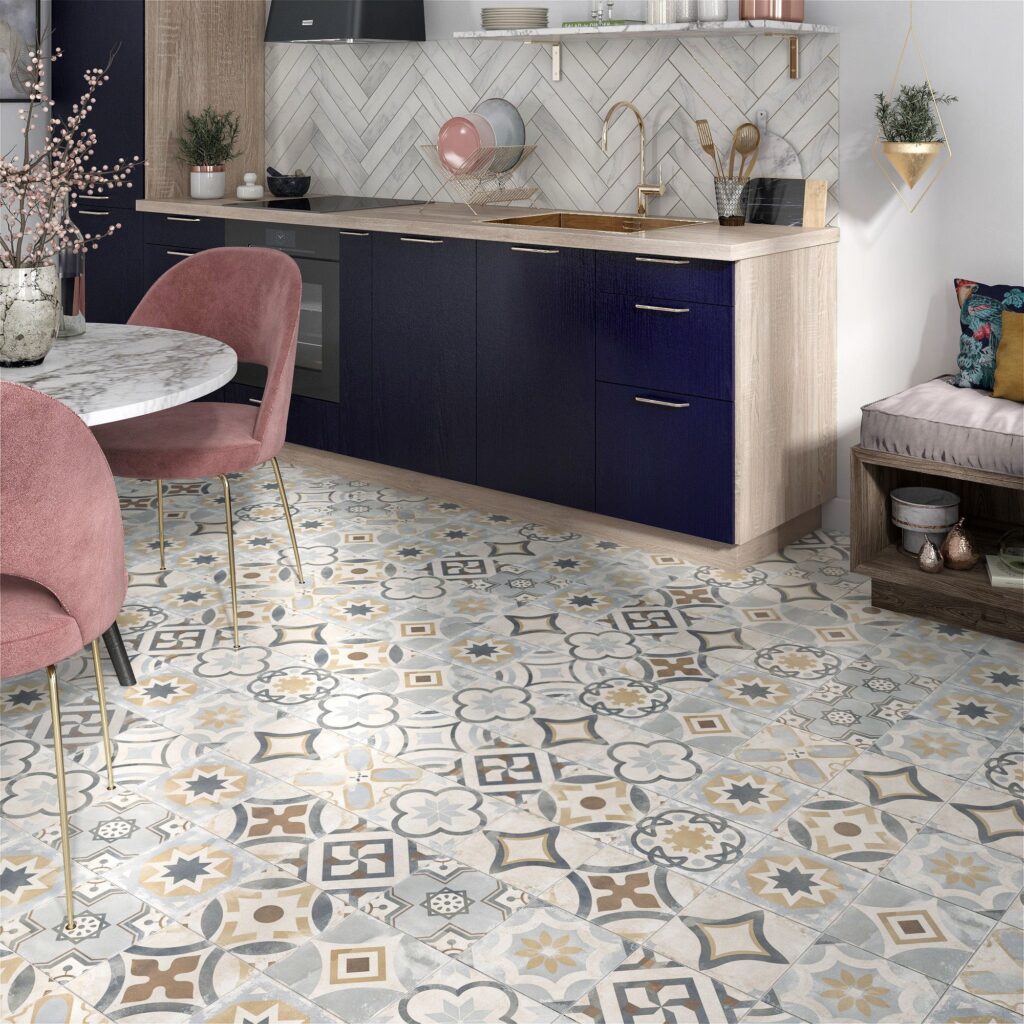 carrelage au sol dans la cuisine