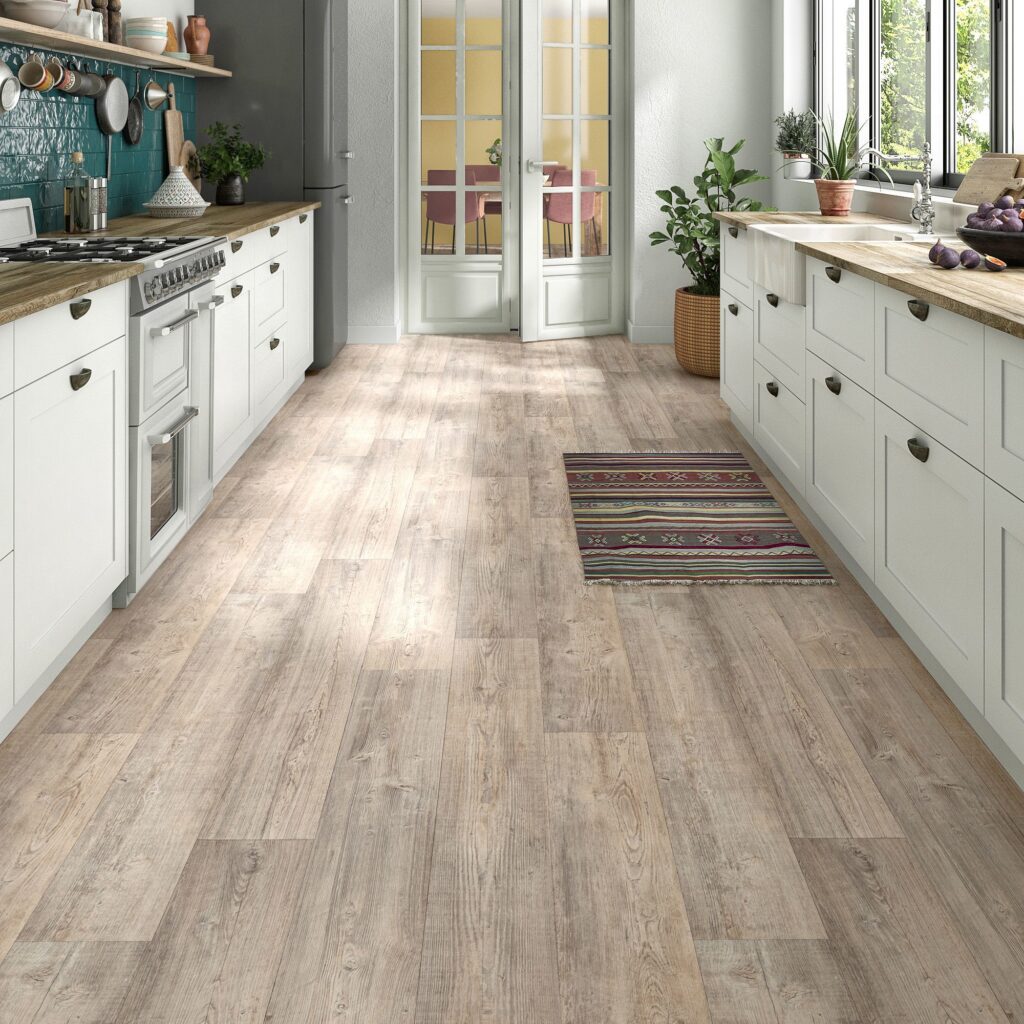 carrelage en bois dans la cuisine